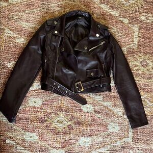 Fashion Nova Dark Purple/Eggplant Leather Biker Jacket with Asymmetrical Zipper